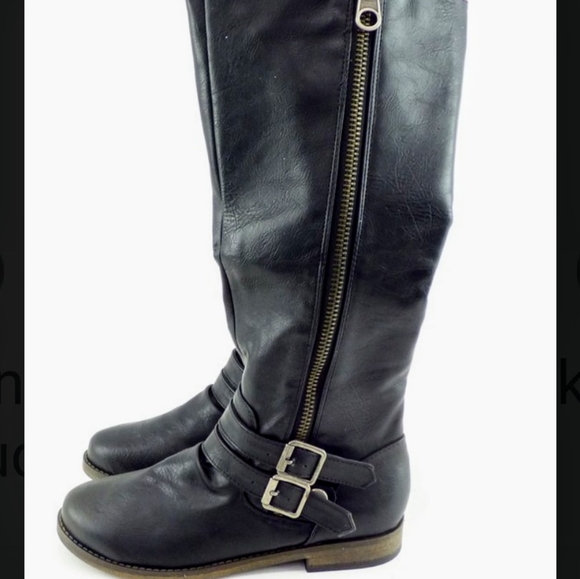 Rampage Womens Black Tall Buckle Boots Size 7 - Picture 2 of 8
